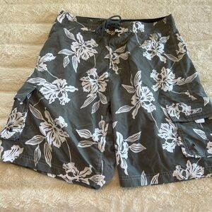 Floral Gray Men's Swim Shorts